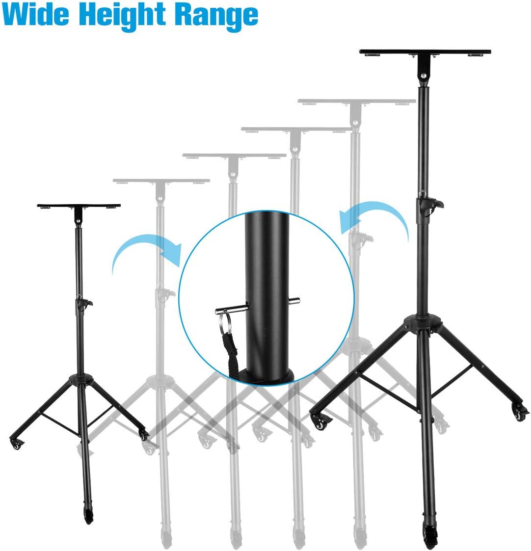 Powerextra Projector Tripod Stand, Laptop Stand On Wheel, DJ Mixer Tripod Stand with Height Adjustable 46
