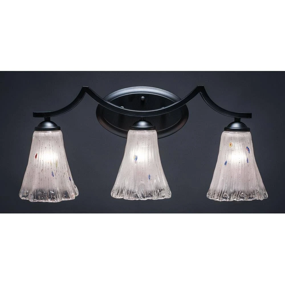 Toltec Lighting 553-MB-721 Zilo 3 Light Bath Bar in Matte Black with 5.5 inch Frosted Crystal Glass Shade