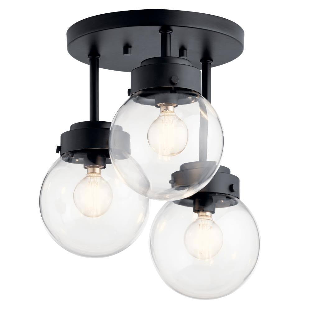 Kichler Strabo 12-in Black Incandescent Semi-Flush Mount Light | 38248
