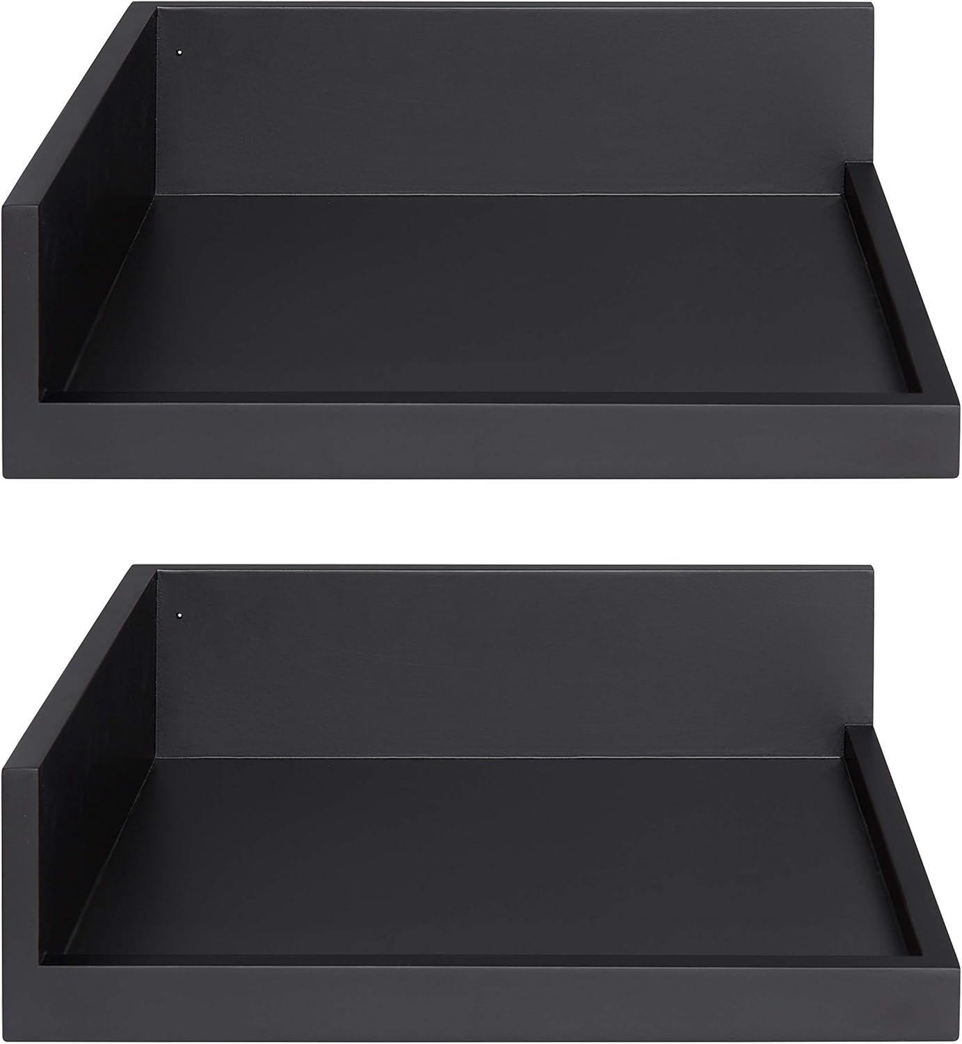 Kate and Laurel Levie Modern Floating Corner Wood Wall Shelves, 12 x 12 Inches, 2 Pack, Walnut Brown