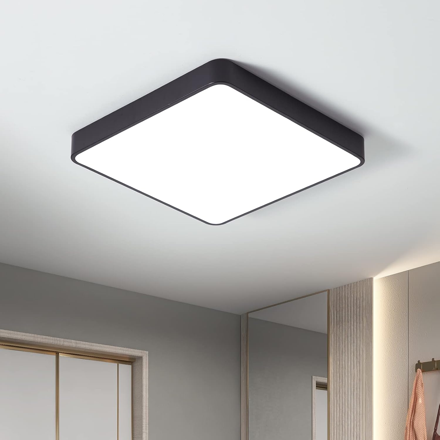 SviDau Flush Mount Ceiling Light Fixture Black 12 Inch 24 Watt Round LED Ceiling Light for Kitchen Bedroom Hallway(12 Inch, 1 Color (6500K))