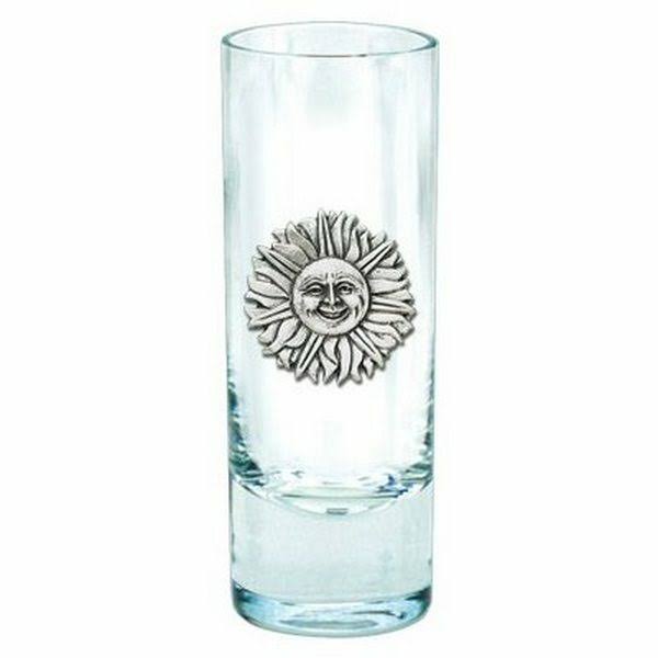 Sunface Pewter Accent Tall Shot Glasses, Set of 4