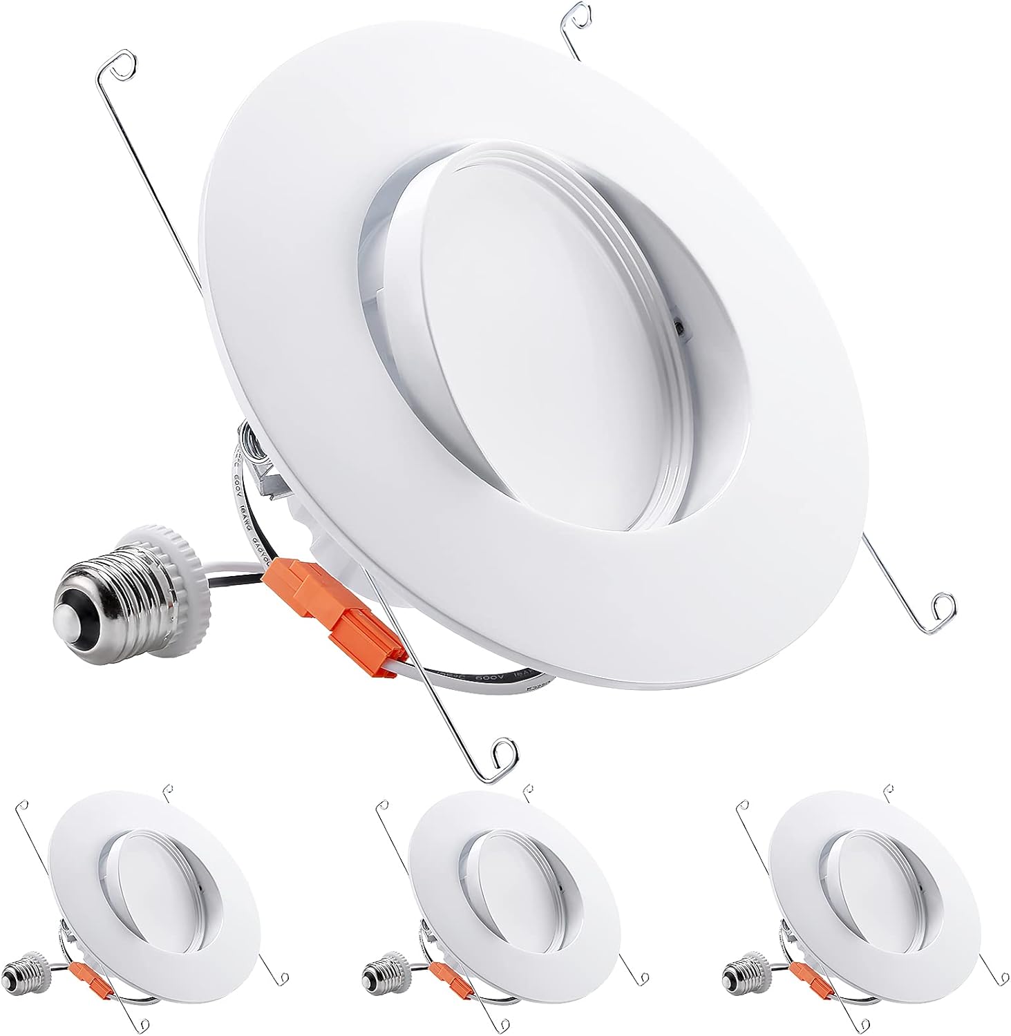 TORCHSTAR 5 Inch/6 Inch Gimbal LED Downlight, CRI90, 13W=100W, 900 LM, Dimmable, Adjustable Recessed Ceiling Fixture, UL & Energy Star Listed, 5000K Daylight, Pack of 4 Pack of 2