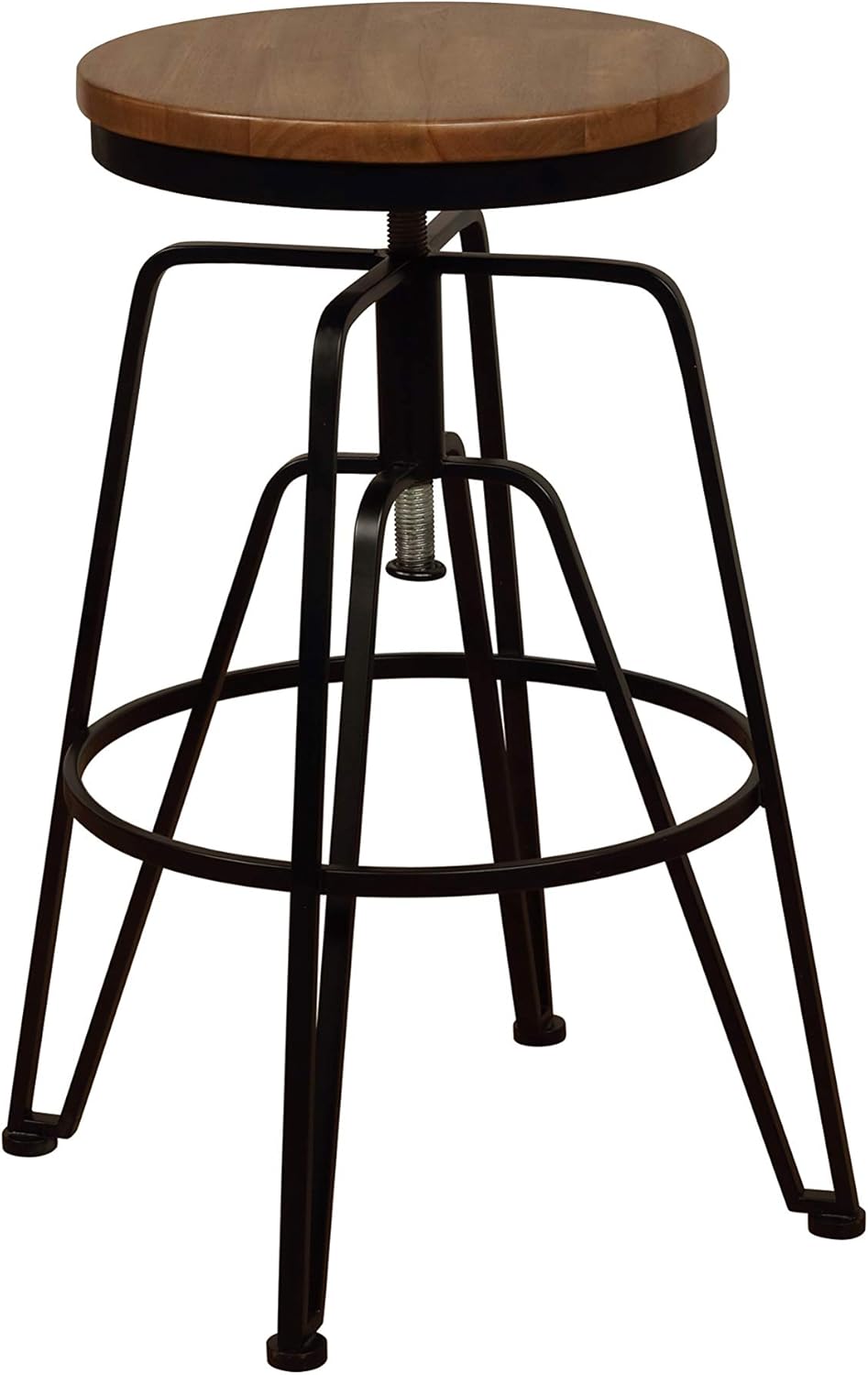 Linon Home Decor Products Walker Metal and Wood Stool, Aged Walnut/Black