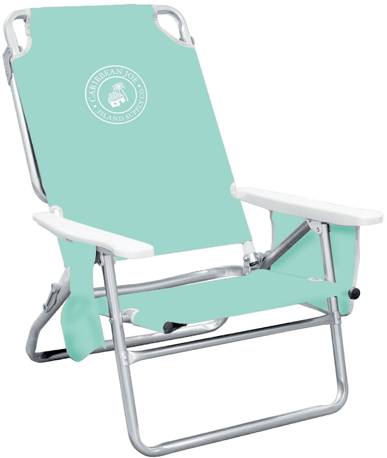 Caribbean Joe Solid 5-Position Folding Low Beach Chair, Mint