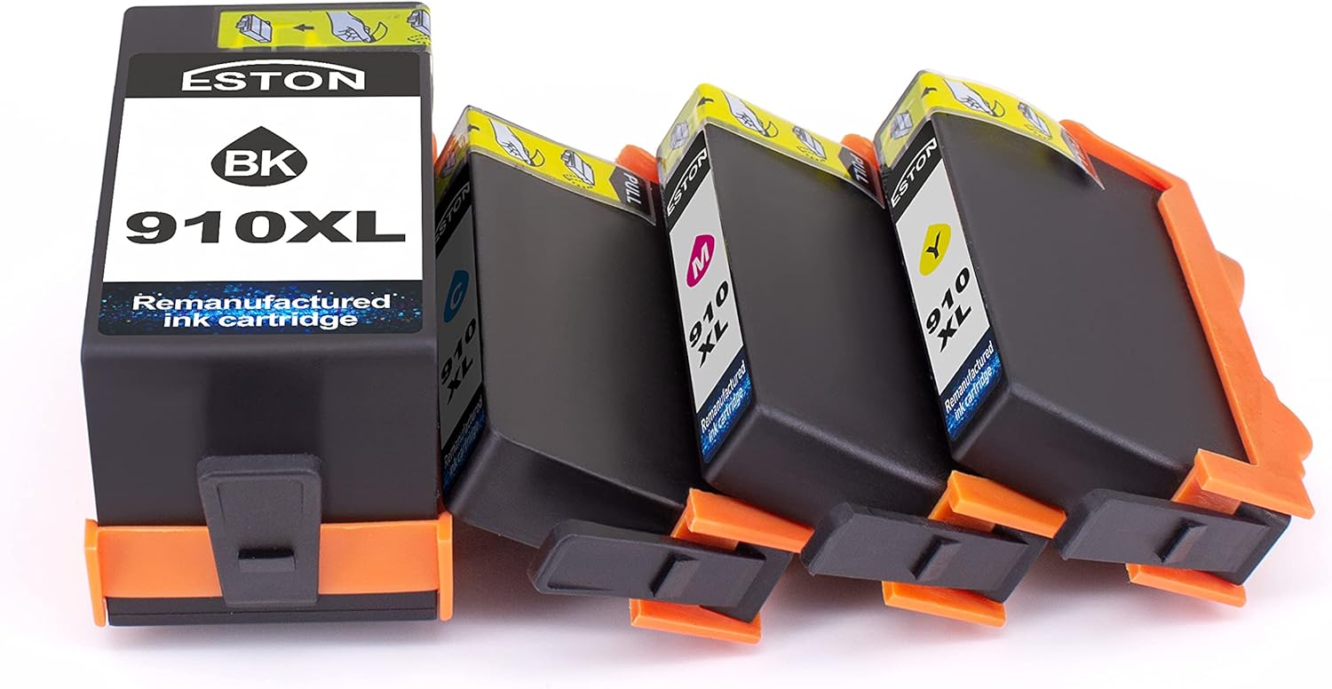 ESTON 910 Remanufactured Replacement for HP 910 910XL Ink Cartridge for hp Printers OfficeJet Pro 8015 8018 8020 8022 8024 8025 8028 8035 8035e 8025e (1BK+1C+1M+1Y)… Pack of 2