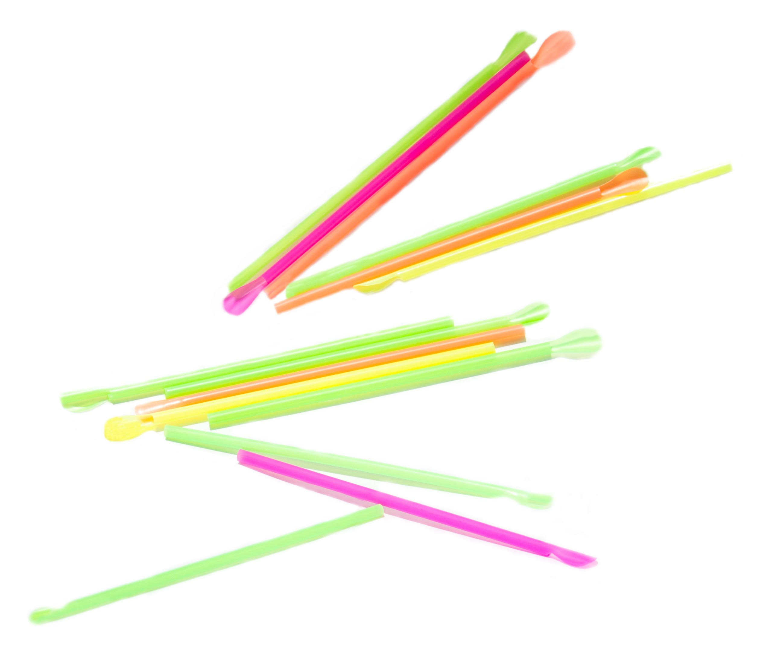 Perfect Stix Concession Spoon Straw Plastic Wrapped Assorted Colors 8 Length Pack of 5000