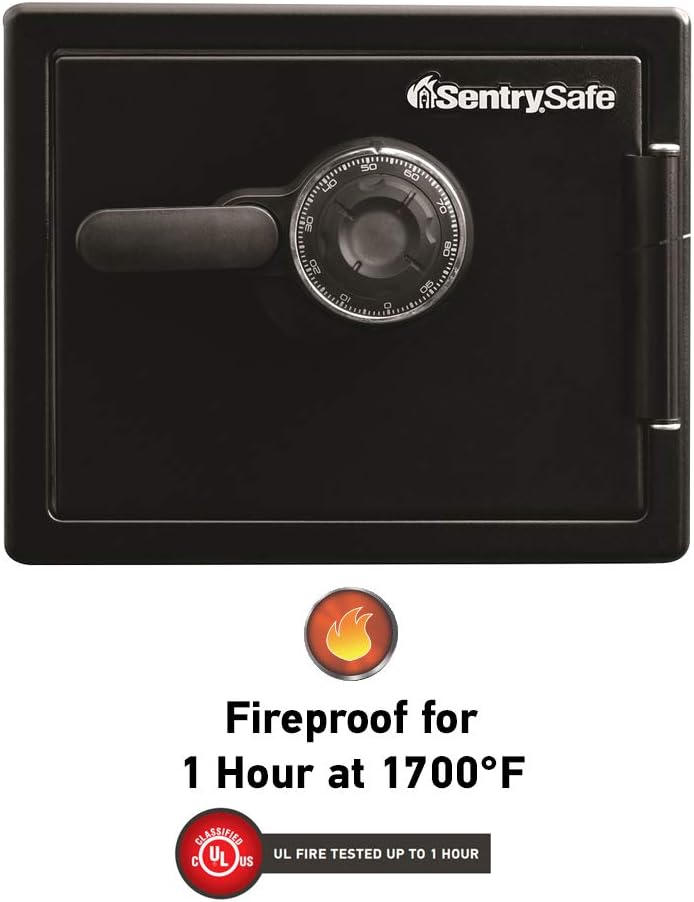 SentrySafe SFW082CTB Fireproof Safe and Waterproof Safe with Dial Combination 0.82 Cubic Feet Black