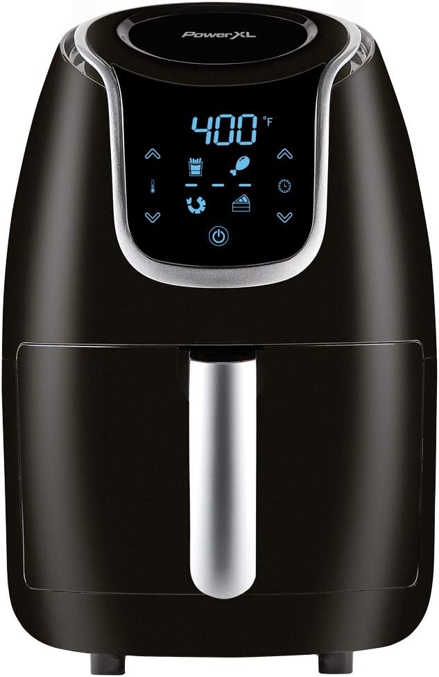 PowerXL Air Fryer Vortex - Multi Cooker with Roast, Bake, Food Dehydrator, Reheat Non Stick Coated Basket, Cookbook (5QT PLUS, Black)