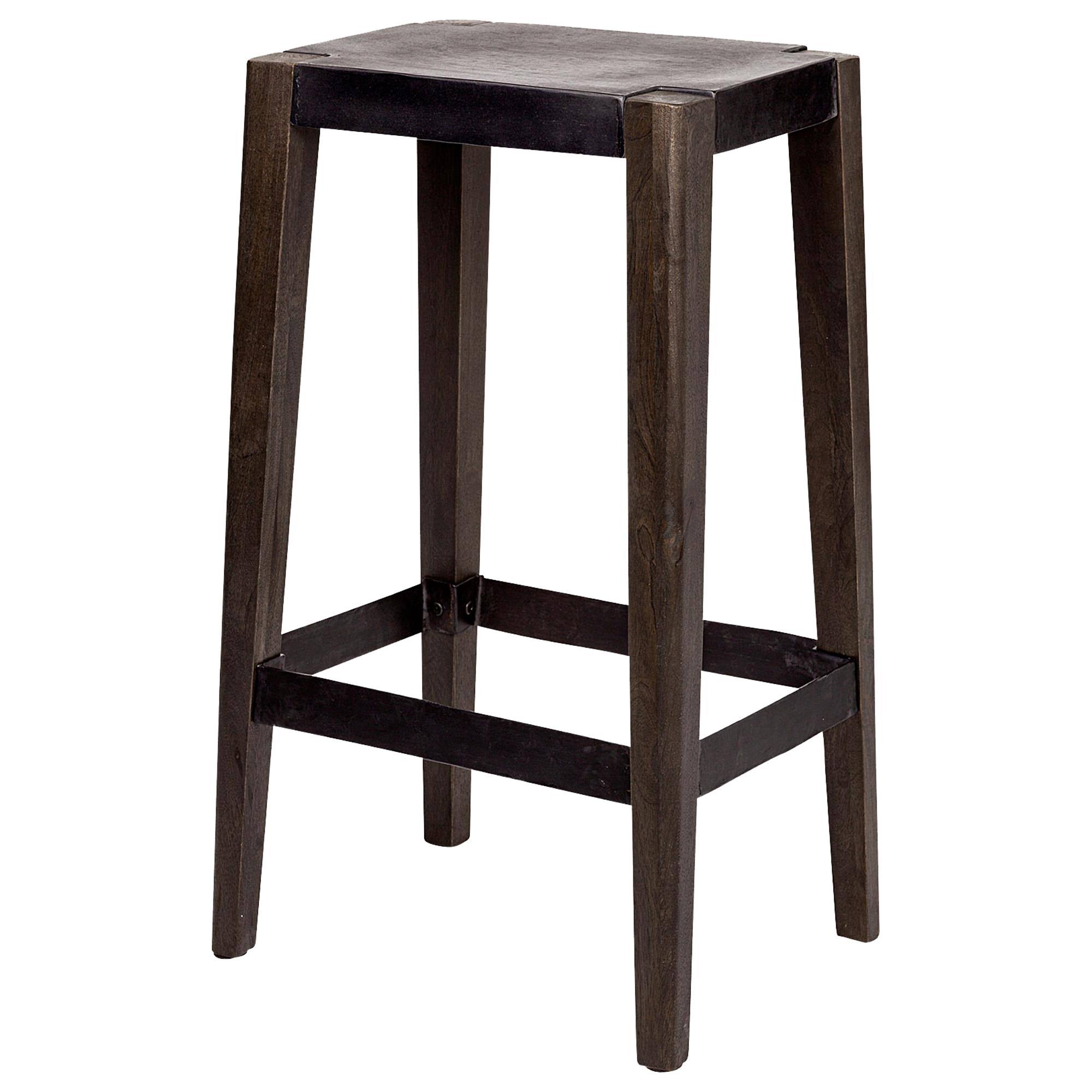 Mercana Merana Nell 30x22 Seat Height Brown Wood Seat u0026 Black Wood/Metal Base Stool - 69007