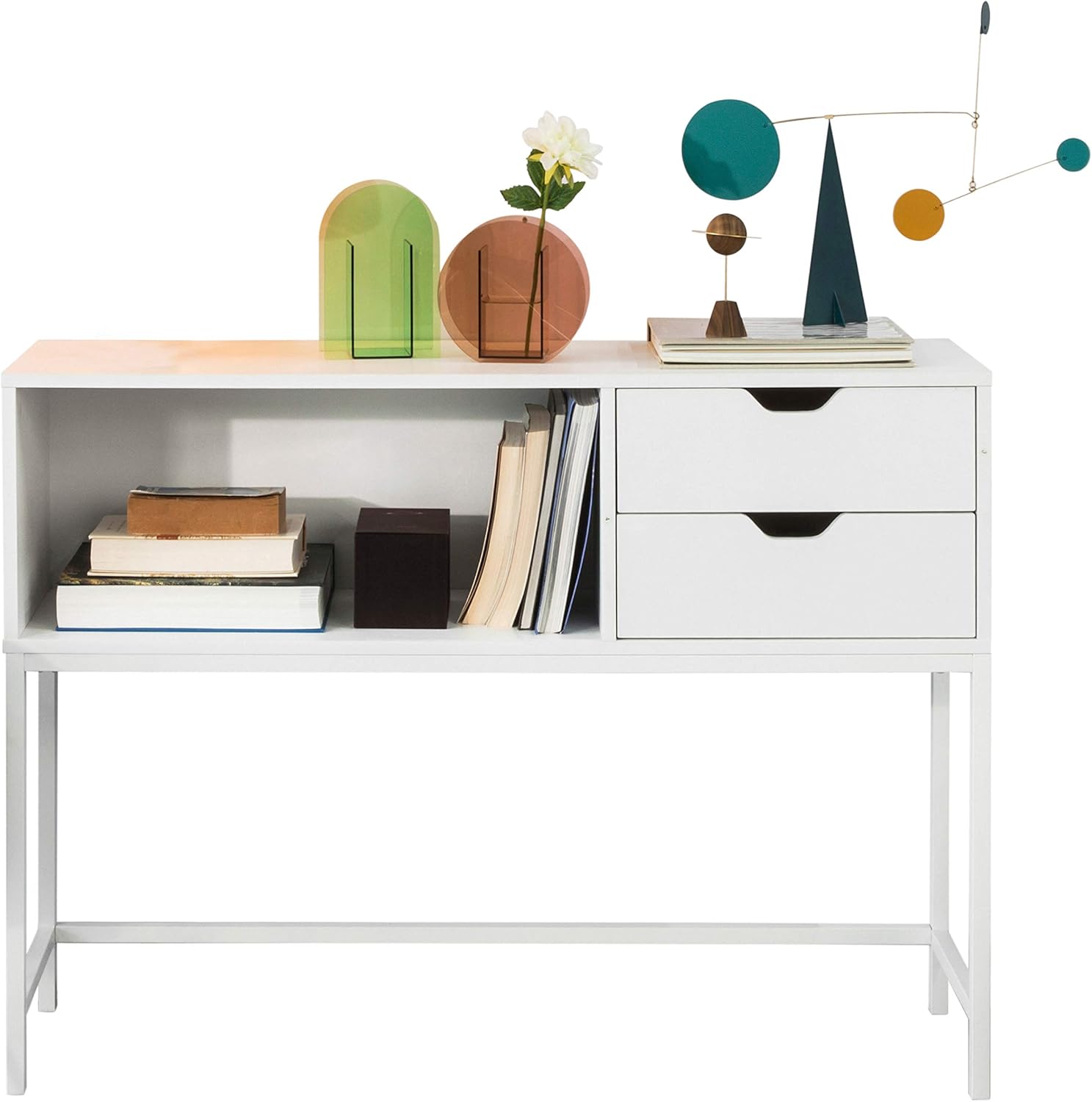 Haotian FSB29, Console Table Side Table End Table Hall Table Living Room Table (Black) Pack of 2