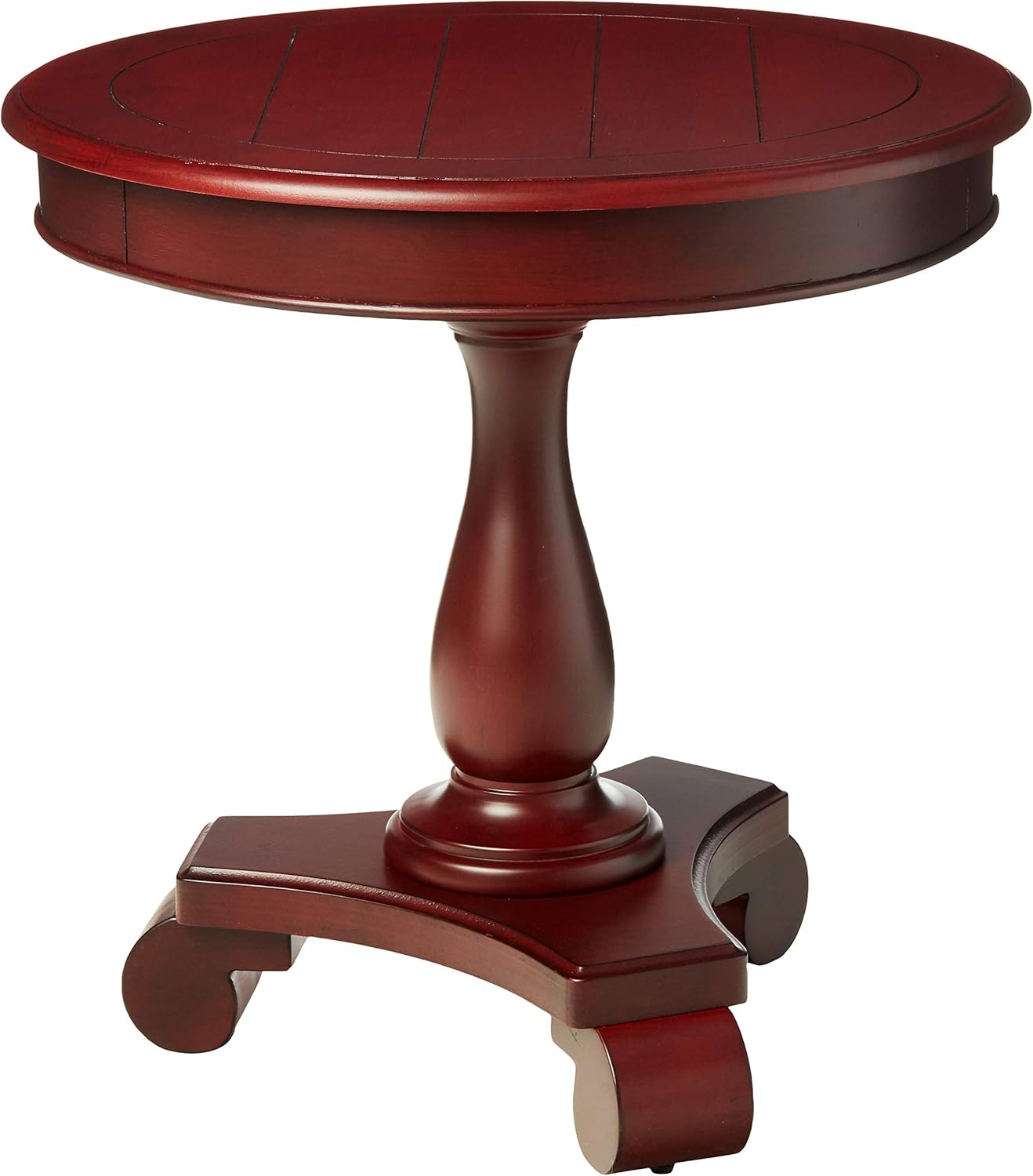 OSP Home Furnishings Avalon Hand Painted Round Accent Table, Wine