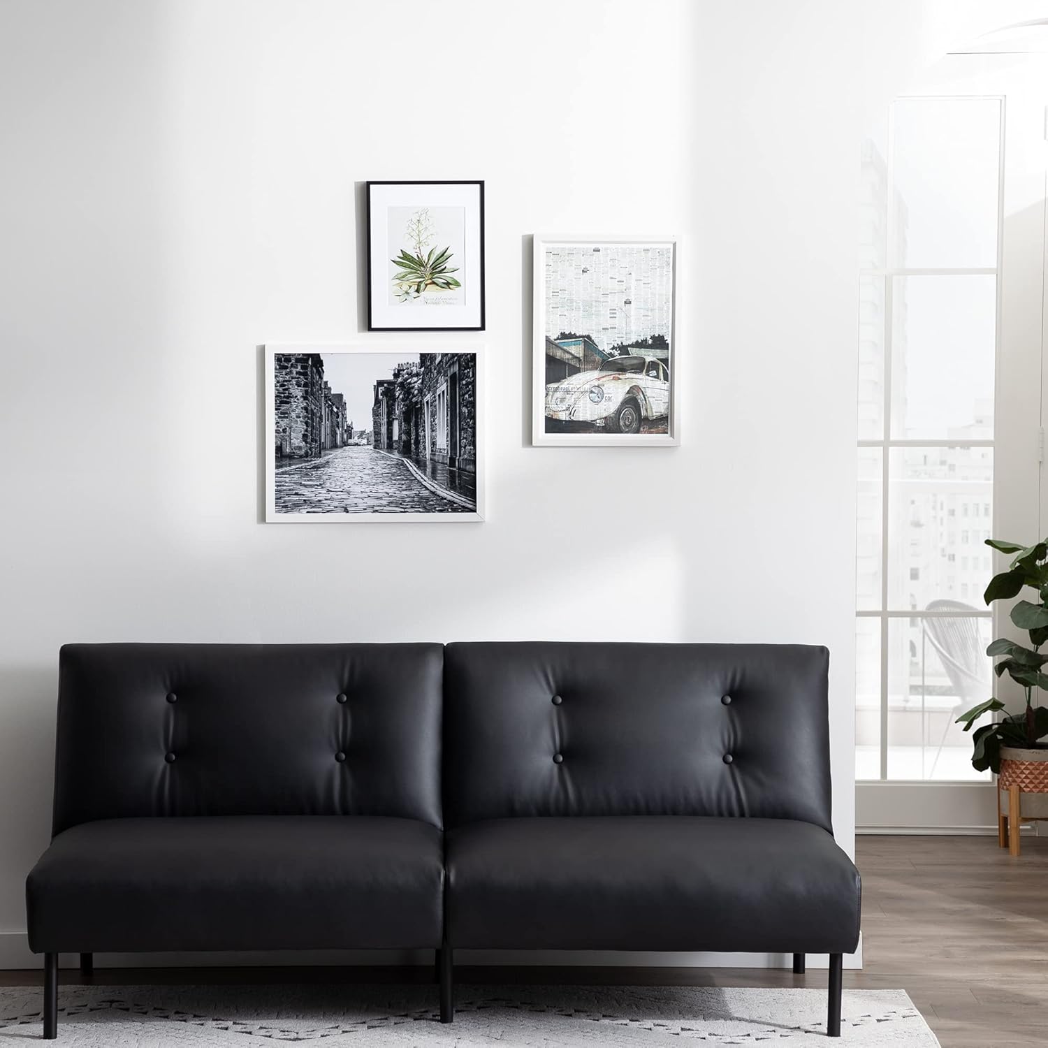 Edenbrook Gilman&nbsp;Armless&nbsp;Convertible&nbsp;Futon Compact&nbsp;DayBed&nbsp;&ndash;&nbsp;Supportive Sleeper Sofa Bed Sofabed, Standard, Navy Blue Velvet