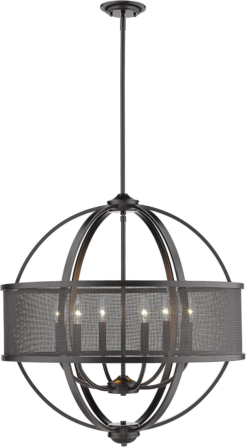 Colson 6 Light Chandelier (with Shade) Matte Black with Matte Black Shade