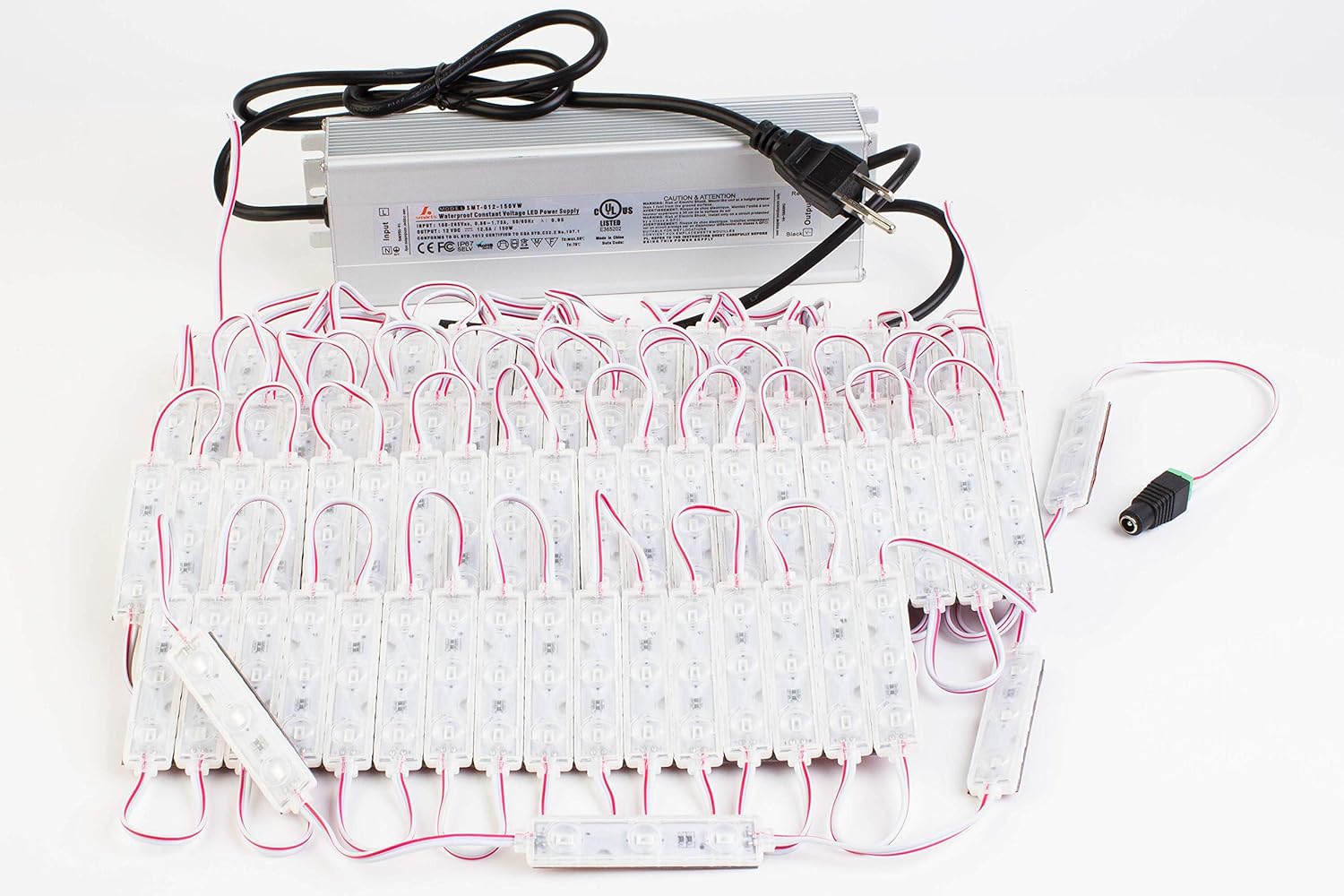 Super Bright storefront LED Light 80ft White Color 5730 Injection Module + UL 12v AC Power Package