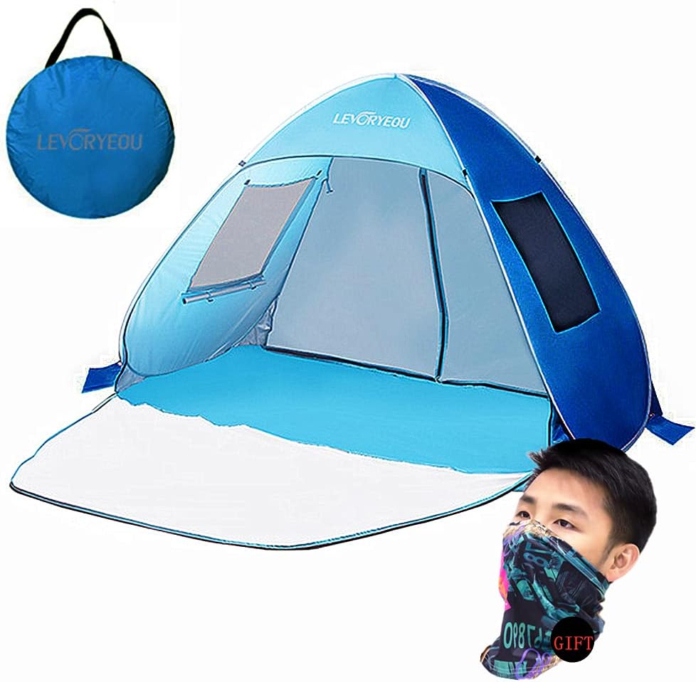 Sanzhi Camping Sun Shelters UPF 50+ Easy Pop Up Beach Tent Sun Shelter Instant Automatic Portable Sport Umbrella Baby Canopy Cabana (Blue)