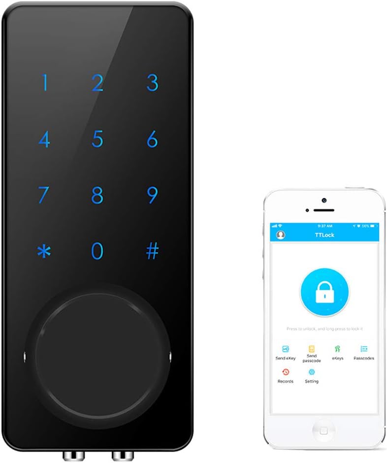 AKASO Smart Lock, Smart Electronic Door Lock APP Code Touch Screen Keypad Deadbolt Entrance Smart Electronic Digital Door Lock with Key Remote Keypad for Home Hotels Apartment (Black) Pack of 2