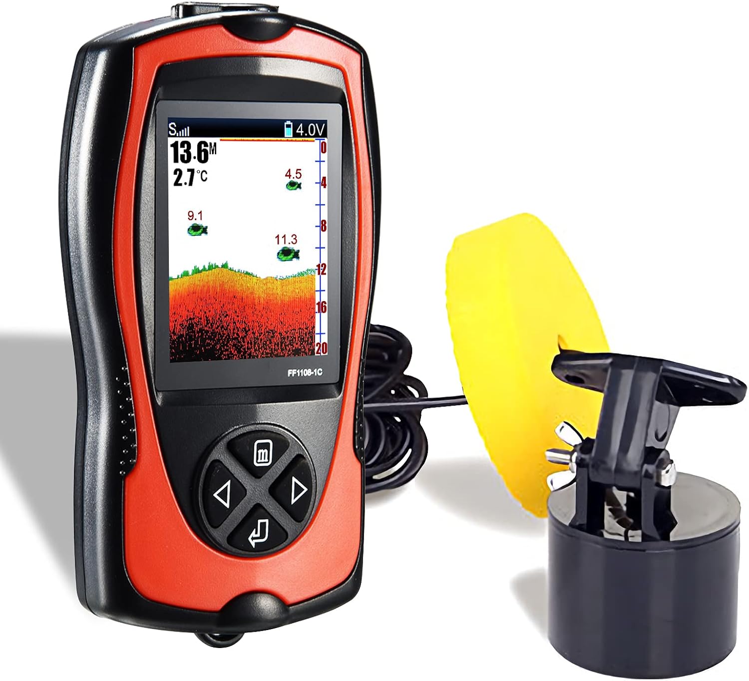 Atibin Wired Portable Fish Finder Display Handheld Monitor Depth Finder Transducer Sonar Sensor Fish Finders LCD Screen Pack of 2