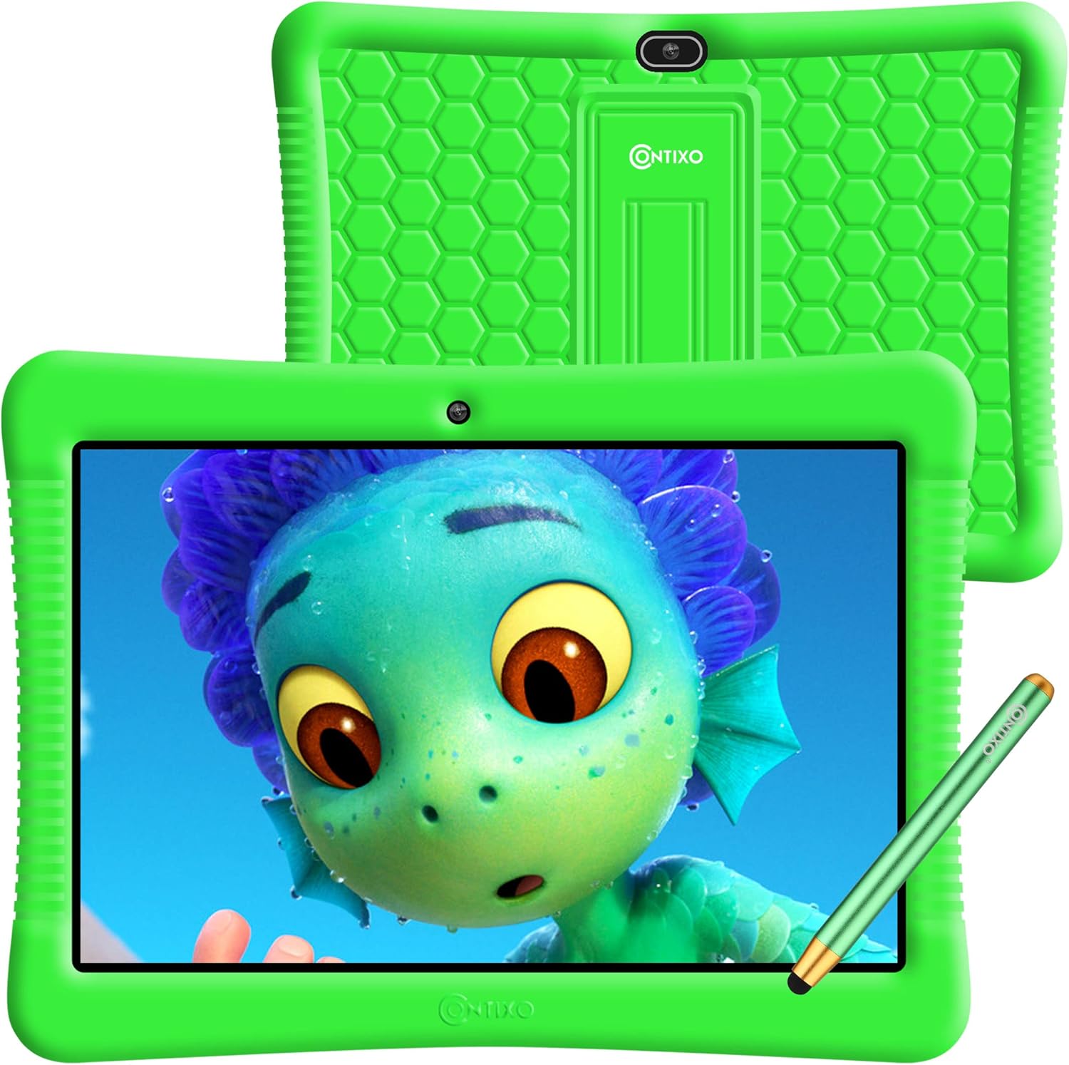 Contixo Kids Tablet K102, 10-inch HD, ages 3-7, Toddler Tablet with Camera, Parental Control, Android 10, 32GB, WiFi, Learning Tablet for Children with Teachers Approved Apps and Kid-Proof Case, Green