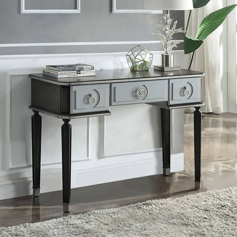 Acme Furniture House Beatrice Charcoal Light Gray Vanity Desk