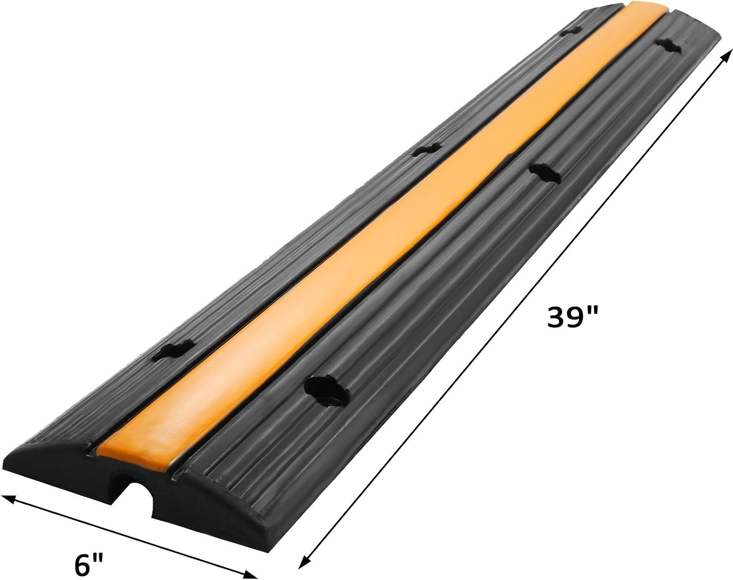 SmarketBuy Rubber Cable Protector Cable Ramps Black Ramp and Yellow lid Connector Speed Bump (4 Pack Single Channel) Pack of 2