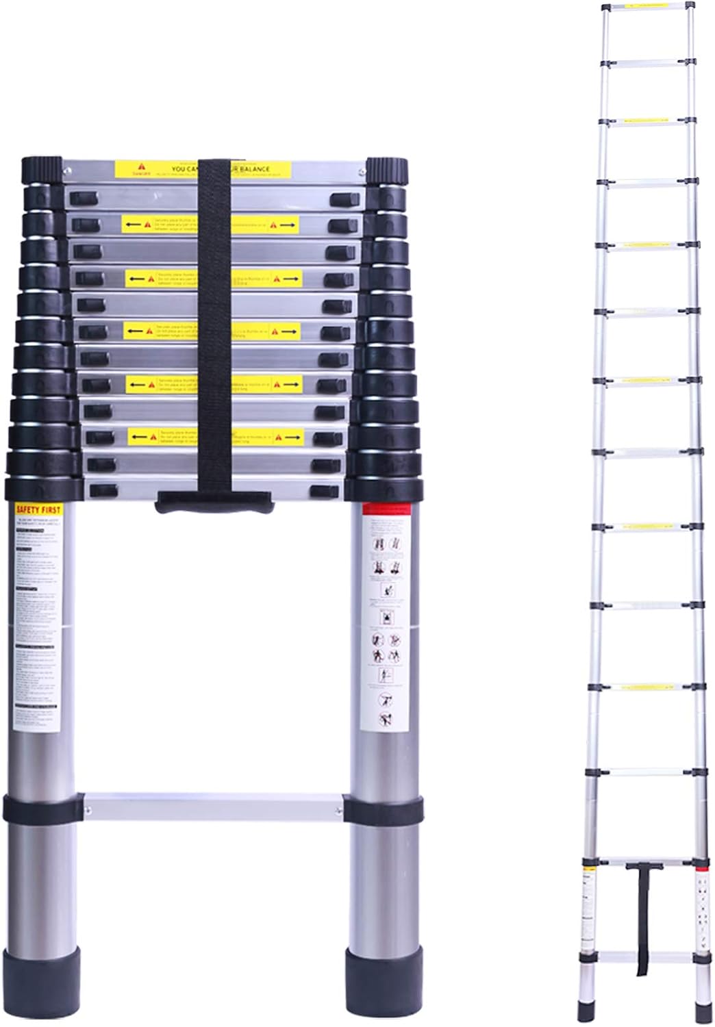 Terokota 16.4FT Tall Telescoping Ladder, Extension Collapsible Ladders, Aluminum Lightweight Telescopic Ladder for RV, Loft, Home & Attic, 330LB Capacity