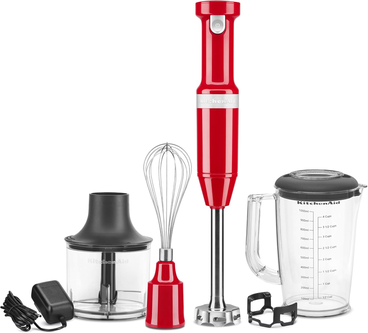 KitchenAid KHBBV83OB Cordless Variable Speed Hand Blender with Chopper and Whisk Attachment, Matte Onyx Black