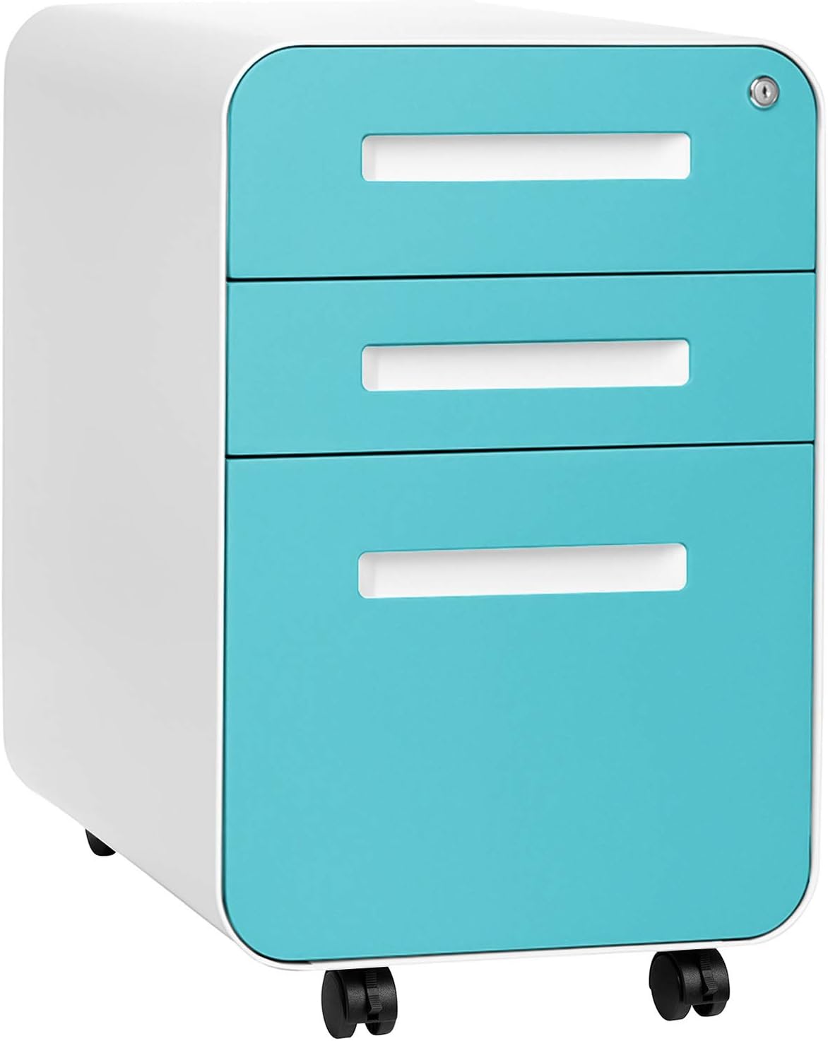 Stockpile 3-Drawer Mobile File Cabinet, Commercial-Grade, Pre-Assembled (Light Grey Faceplate)