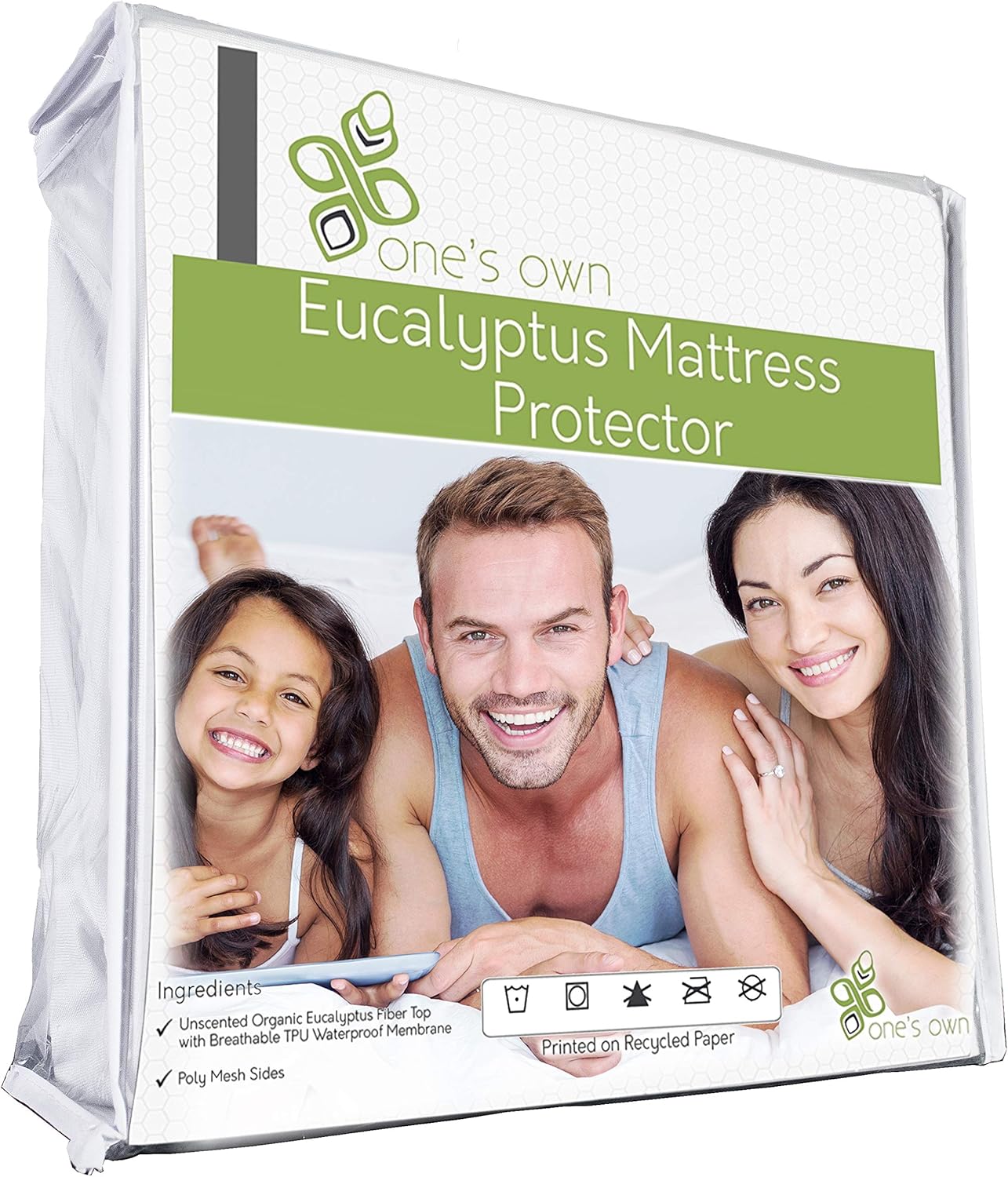 One's Own Mattress Protector, Renewable Organic Tencel/Eucalyptus Fiber Top, TPU Waterproofing, Hypoallergenic, Five-Sided, White (King) Pack of 2