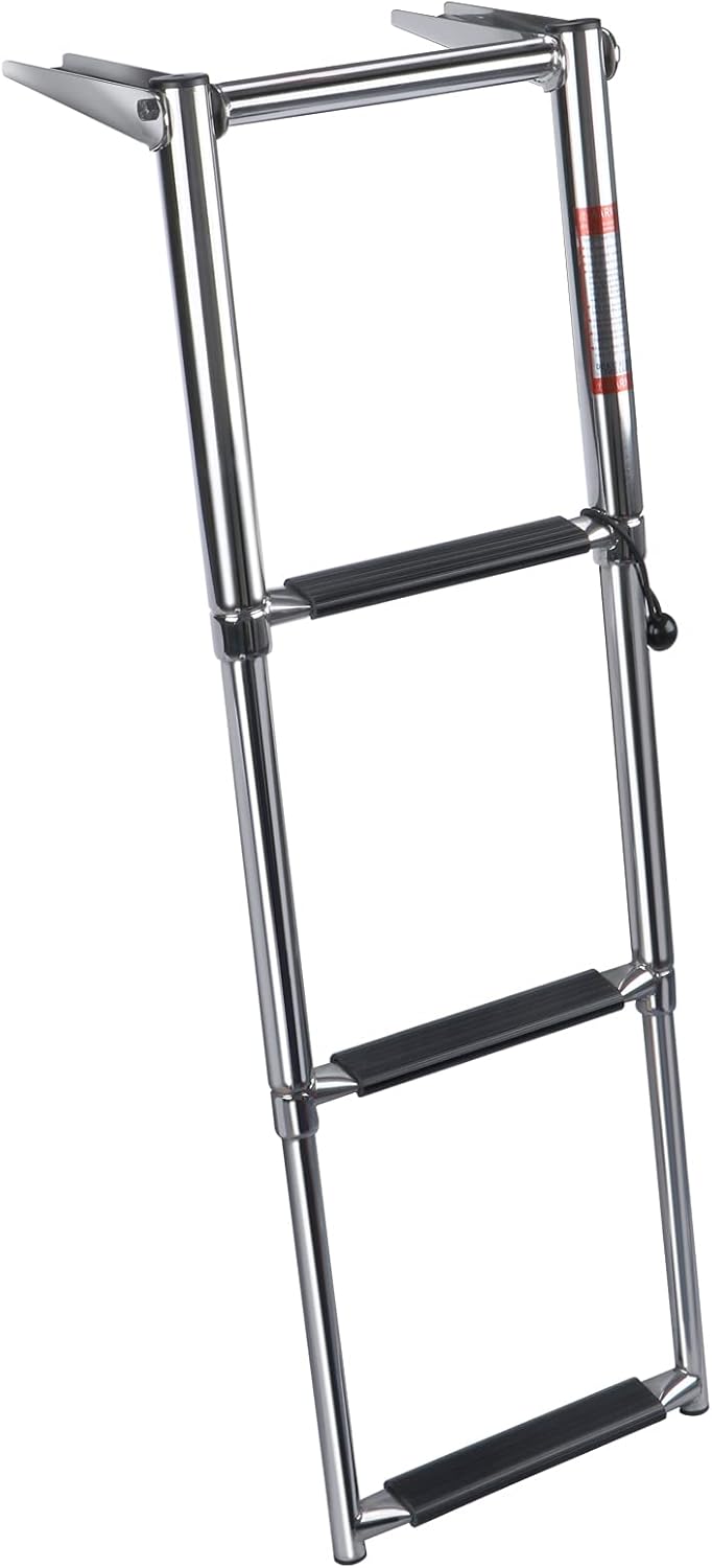Telescoping Boat Ladder, Stainless Steel 3 Step Telescopic Extendable Ladder for Marine Boat, Yacht Pack of 2