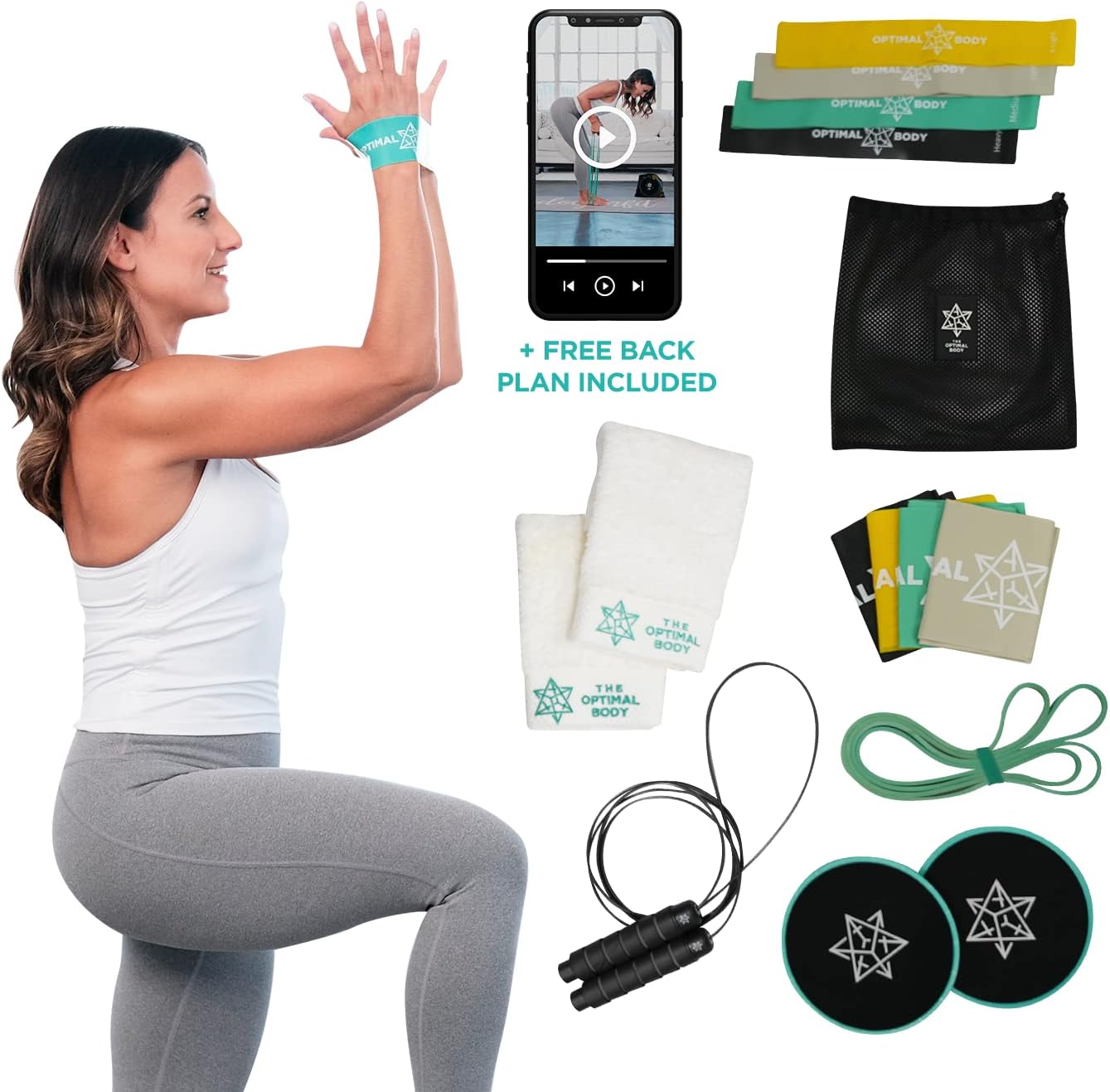 12 pcs Physical Therapy Resistance Bands, Resistance Band Loops, Pull up Band, Jump Rope & Sliders. Reduce Pain, Improve Flexibility and Strength. Bonus: Free Back Plan incl. by Dr. Jen Fraboni, PT.