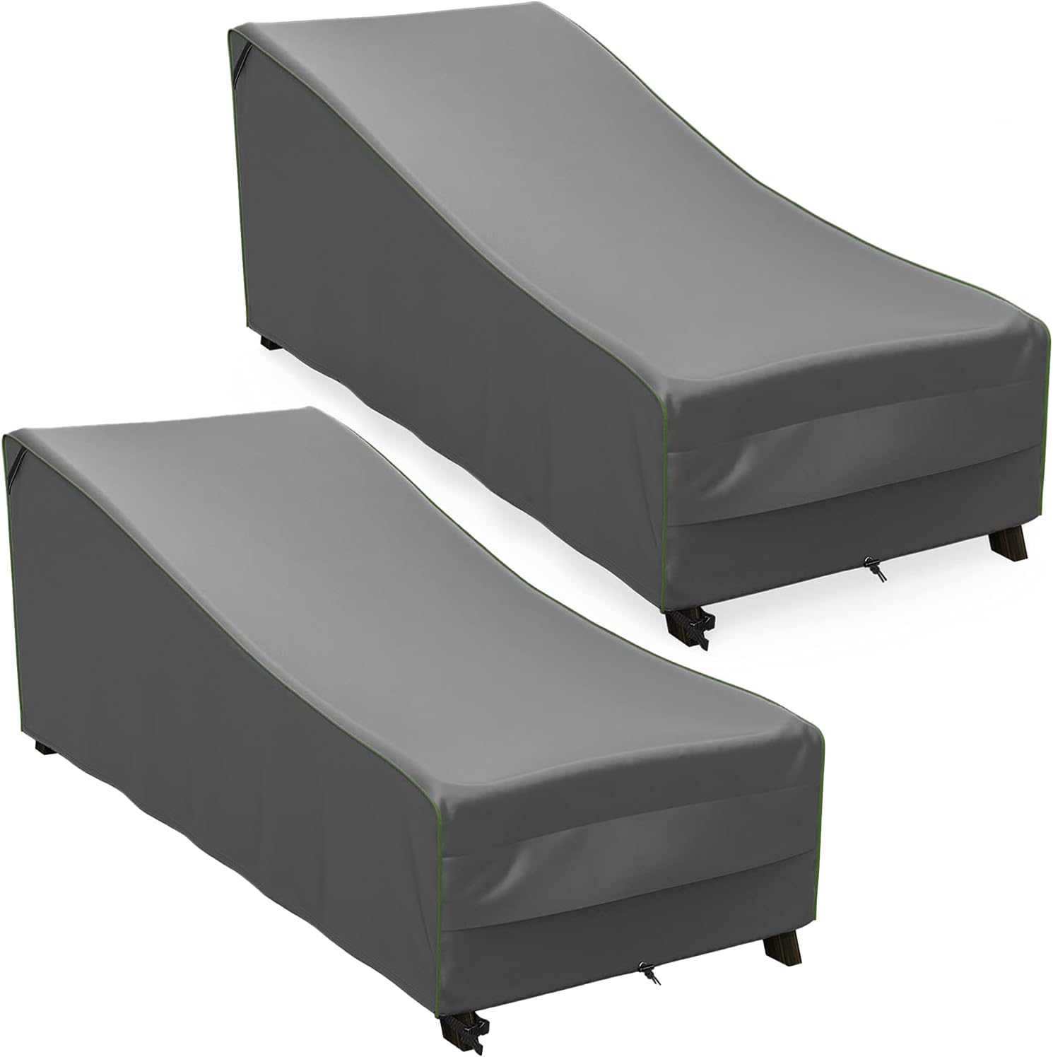 NUPICK Patio Chaise Lounge Cover, 86 Inch Outdoor Furniture Chair Cover, 100% Waterproof, Rip-Stop and Weather Resistant, Grey, Pack of 2