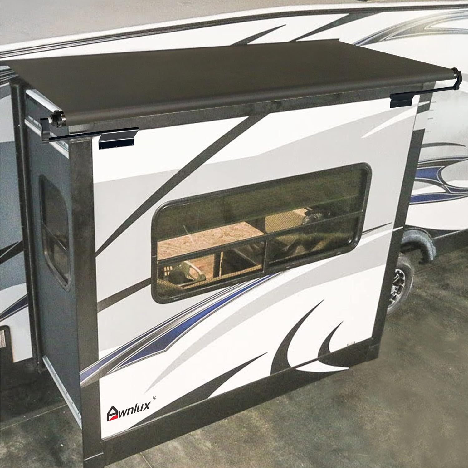 Awnlux Black Modular Slide Topper Awning Slide Out Protection for RVs, Travel Trailers, 5th Wheels, and Motorhomes -8' (7'7
