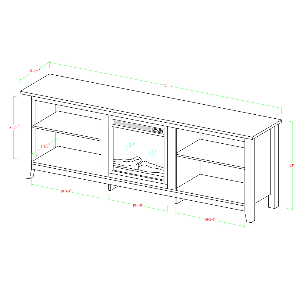 Walker Edison - Electric Fireplace for Most Flat-Panel TVs Up to 70x22