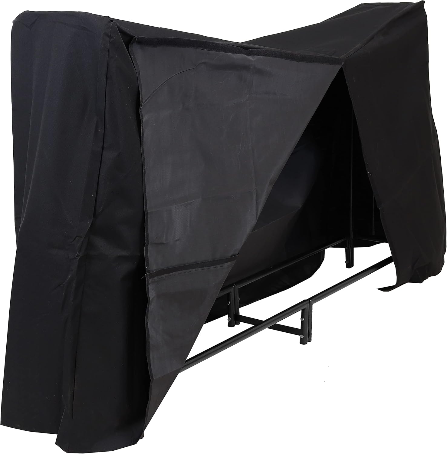 Sunnydaze 6-Foot Decorative Firewood Log Rack with Black Heavy Duty Weather-Resistant and Waterproof PVC Cover Combo - Indoor/Outdoor Wood Storage Holder and Cover
