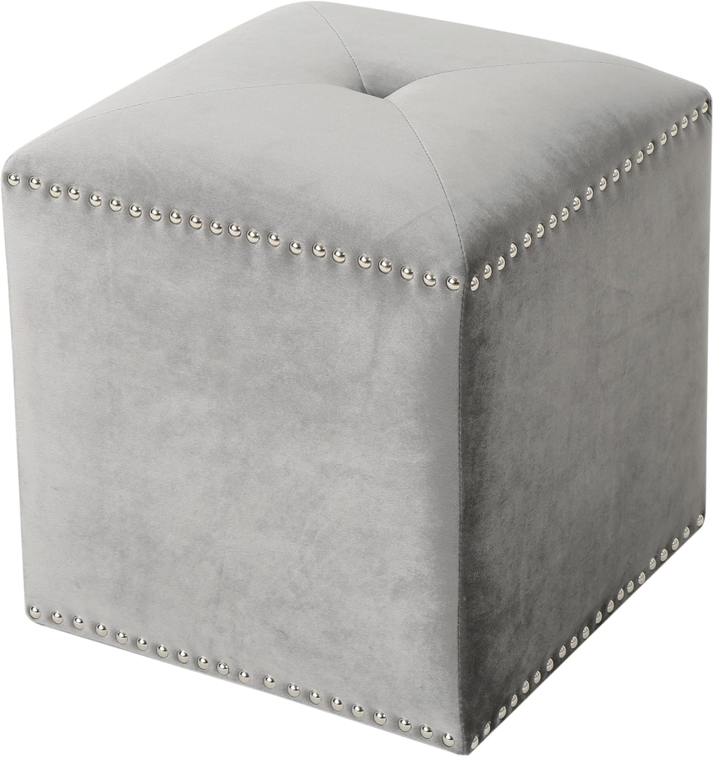 Christopher Knight Home Allen Glam Velvet Ottoman, Smoke Pack of 2