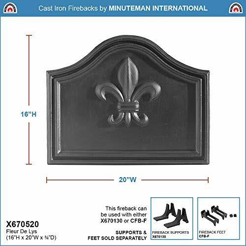 Minuteman International Fleur De Lys Cast Iron Fireback Black X670520
