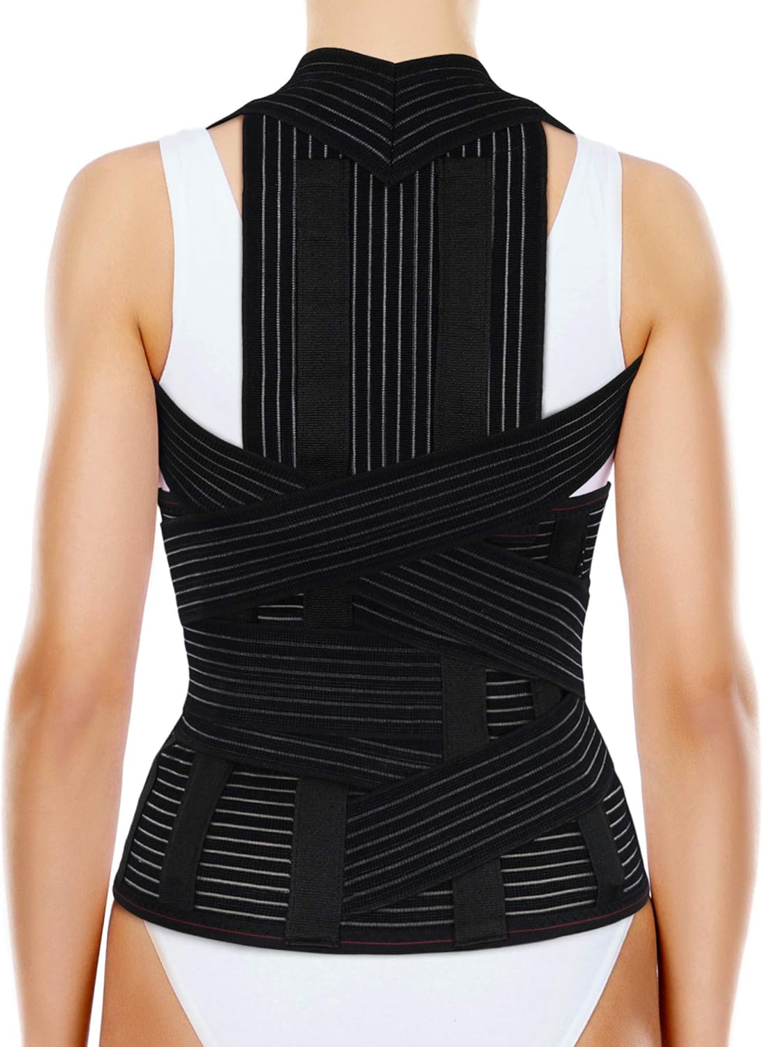 ORTONYX Full Back Support Brace with Removable Dorso-lumbar Pad - Upper and Lower Back Pain Relief, Thoracic Kyphosis, Rounded Shoulders, Posture Correction / L Pack of 2