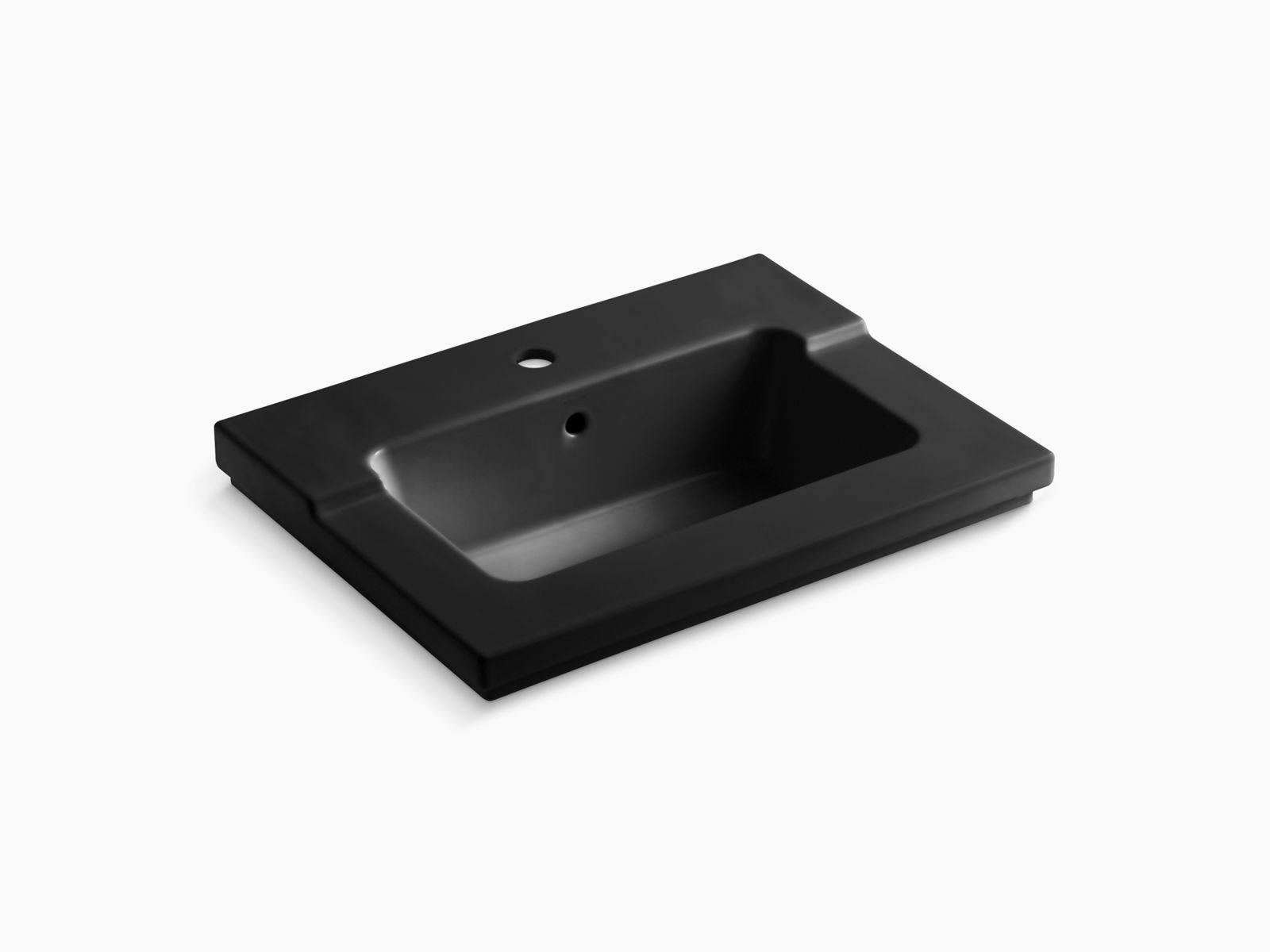 KOHLER K-2979-1-7 Tresham Vanity-Top Bathroom Sink with Single Faucet Hole, Black Black