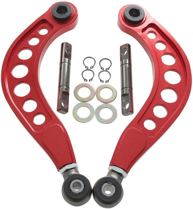 BLACKHORSE-RACING 2PCS Rear Adjustable Upper Camber Kit Silver Compatible with 2006 2007 2008 2009 2010 2011 2012 2013 2014 2015 Honda Civic LX EX DX SI Pack of 2