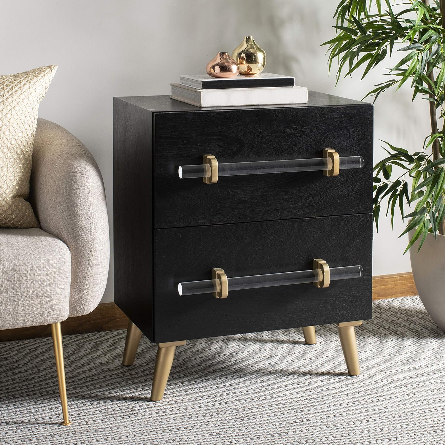 Safavieh Home Collection Sienne 2 Drawer Nightstand, Black
