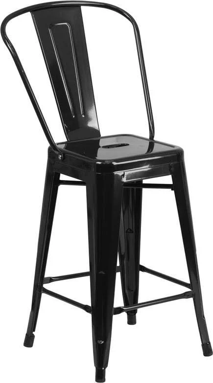 24x22 Black Metal Outdoor Stool