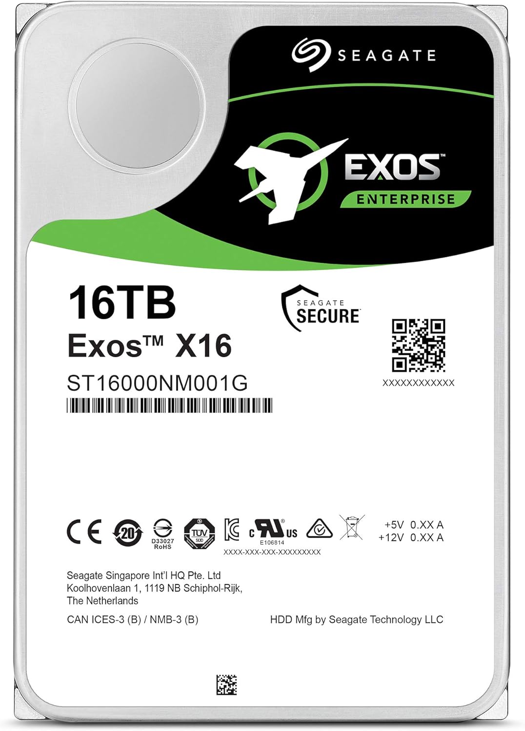 Seagate 16TB HDD Exos X16 7200 RPM 512e/4Kn SATA 6Gb/s 256MB Cache 3.5-Inch Enterprise Hard Drive (ST16000NM001G)