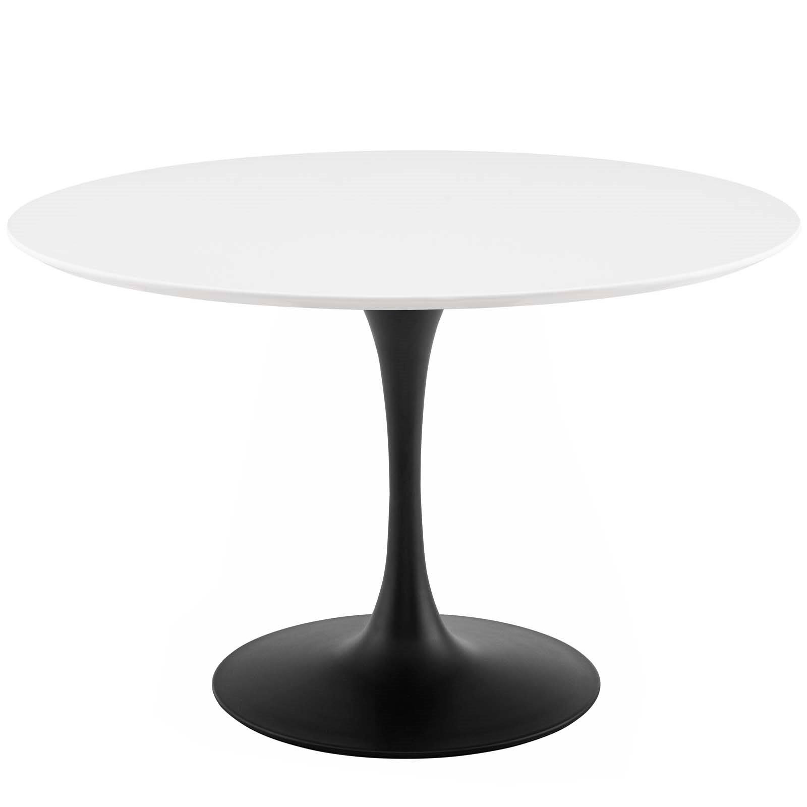 Modway Lippa 47x22 Round Wood Dining Table - Black White