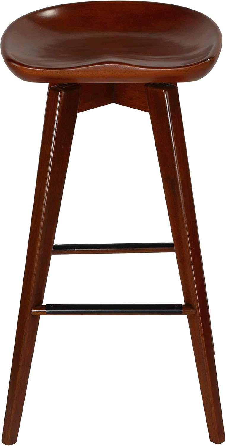 Cortesi Home Tiwi Backless Swivel Barstool in Solid Wood, 29