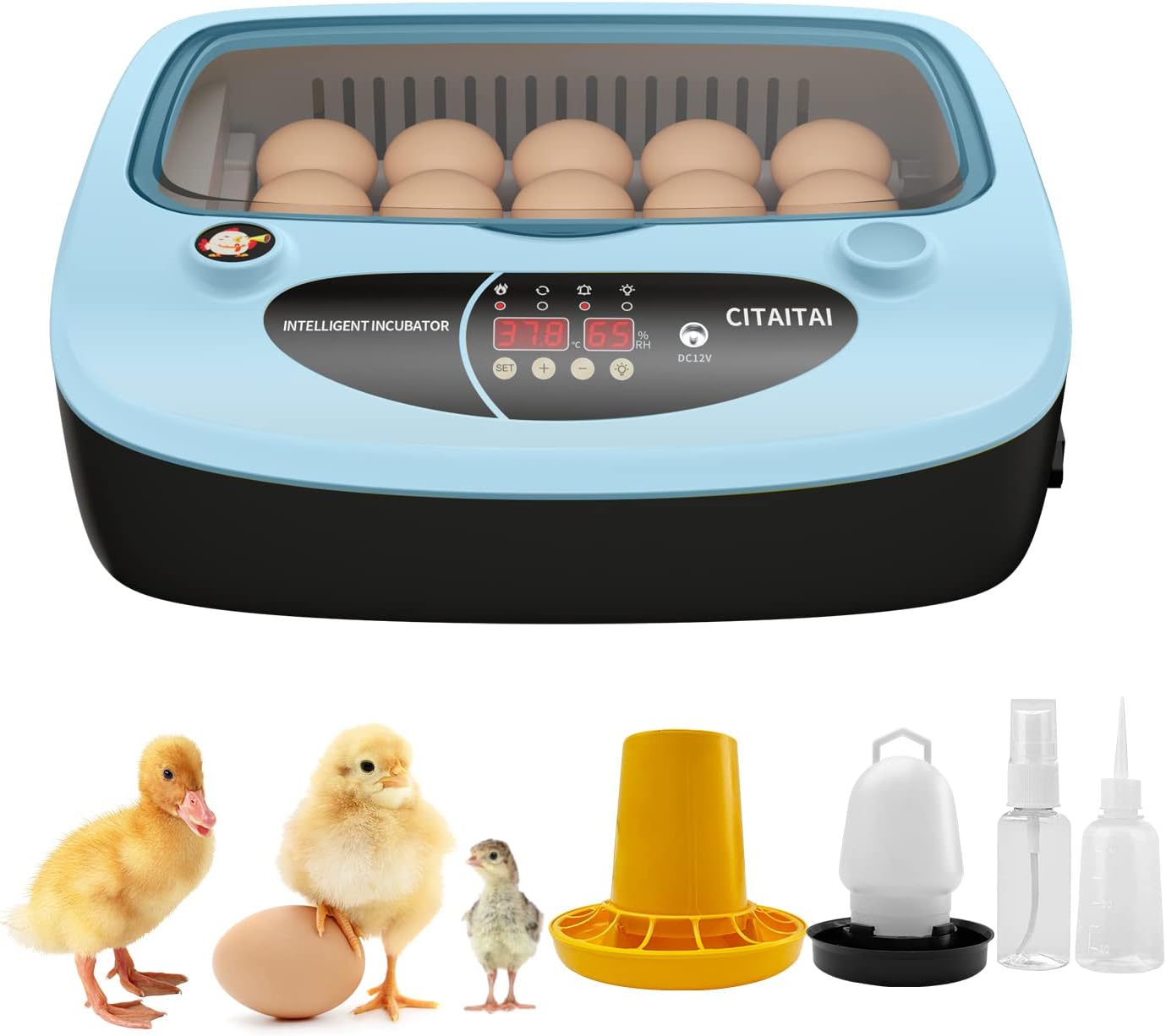 CITAITAI Eggs Incubator - 16 Eggs Fully Automatic Incubator for Hatching Poultry LED Humidity Display Temperature Control, Automatic Eggs Turner Brooder for Chicken Ducks Goose Birds Pack of 2