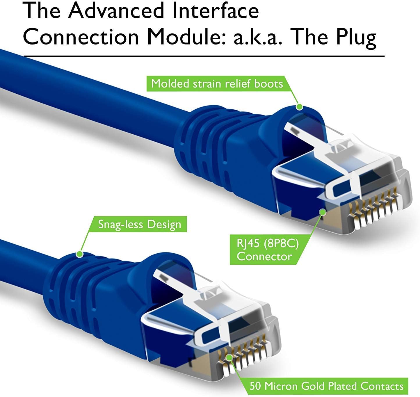 GearIT 20-Pack, Cat5e Ethernet Patch Cable 10 Feet - Snagless RJ45 Computer LAN Network Cord, Blue Pack of 2