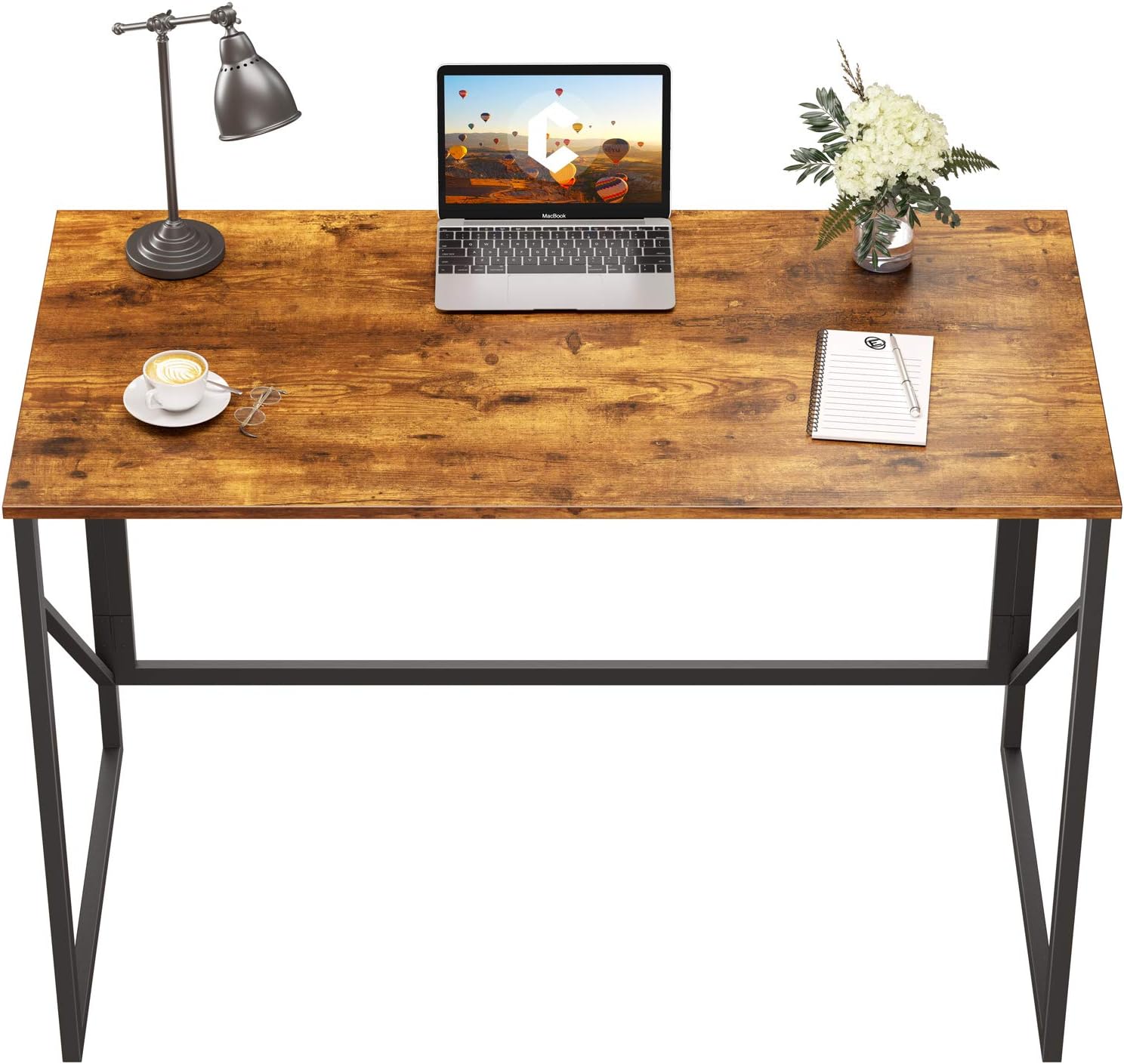 CubiCubi Computer Office Desk, Small Folding Writing Desk 40 Inch, Modern Simple Study Desk for Home Office Notebook Desk, Easy Assembly, Walnut Pack of 2