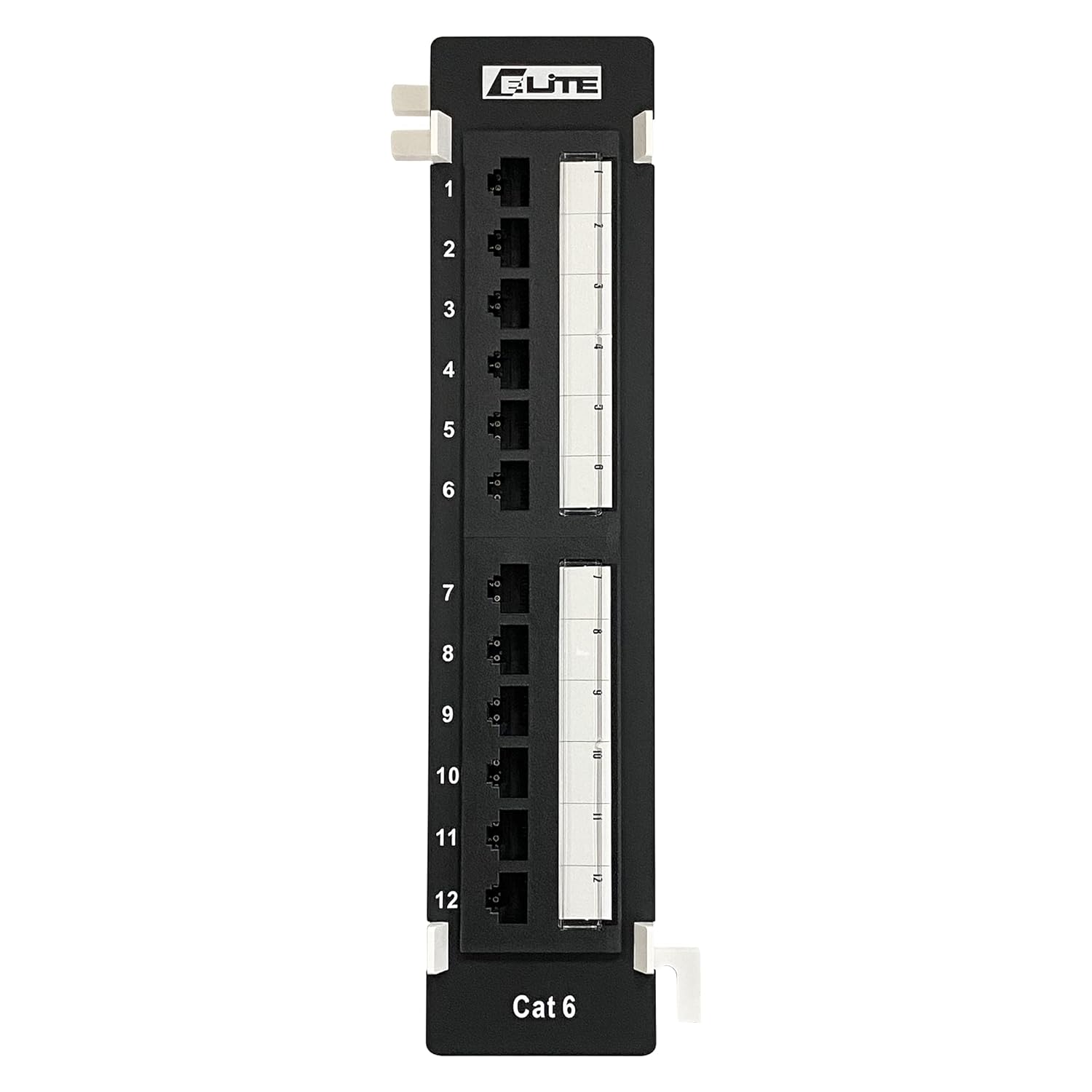 Elite Cat6 12-Port Vertical Patch Panel Mini with 89D Bracket UL Listed, Wall Mountable, 110 IDC