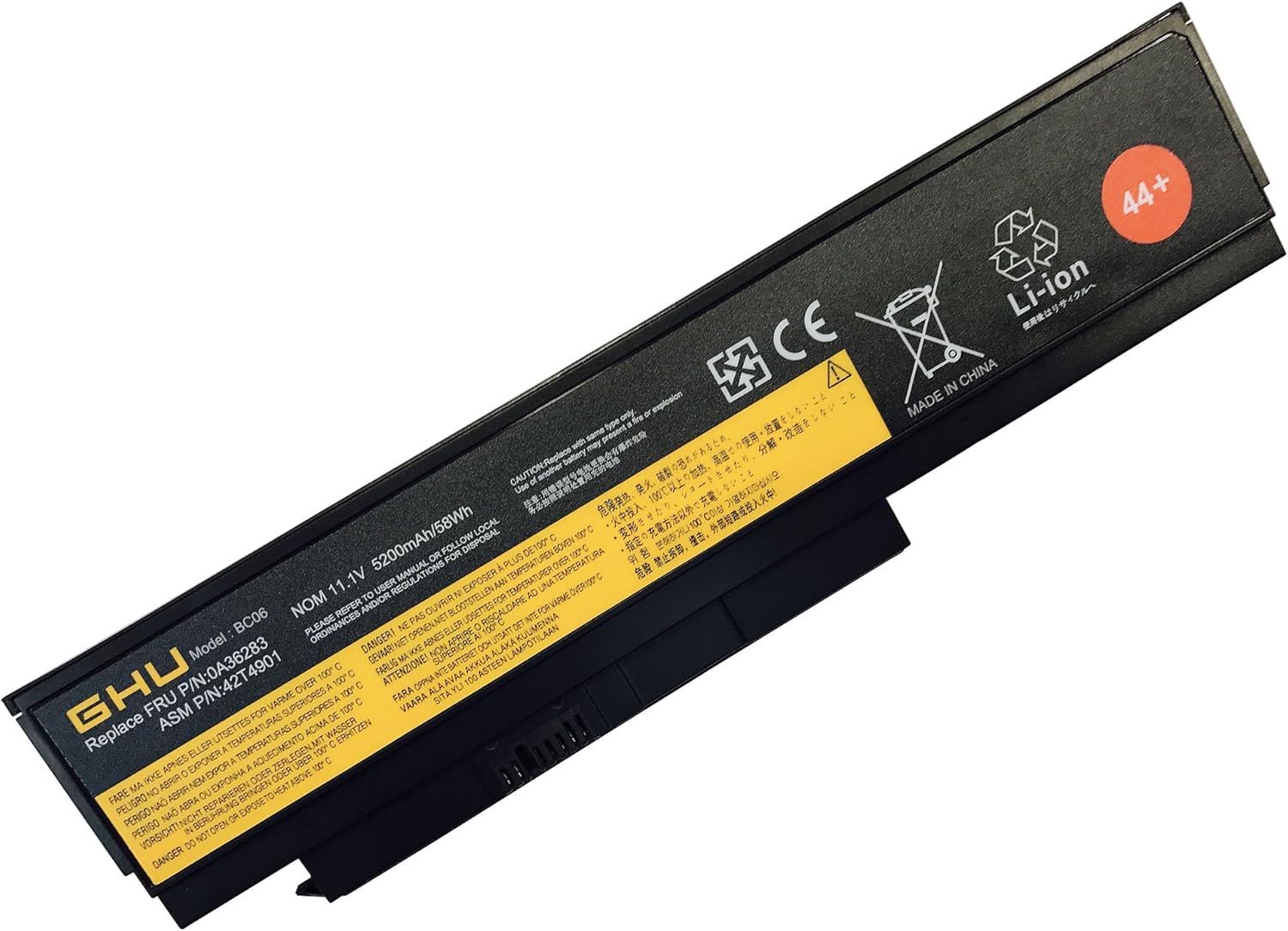 New GHU Battery 44+ 58 WHR Replacement for 0A36306 0A36307 0A36305 45N1019 45N1023 45N1025 0A36281 0A36282 0A36283 42T48 X220s 45N1019 45N1023 45N1025 0A36281 0A36282 0A36283 42T4863 42Y4864 42T4867 Pack of 2